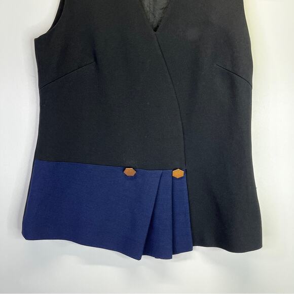 Osman Contrast Wrap Gathered top black navy blue - 8 - Picture 5 of 13